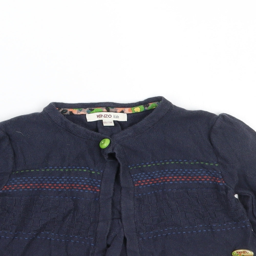 KENZO Girls Blue   Cardigan Jumper Size 6 Years