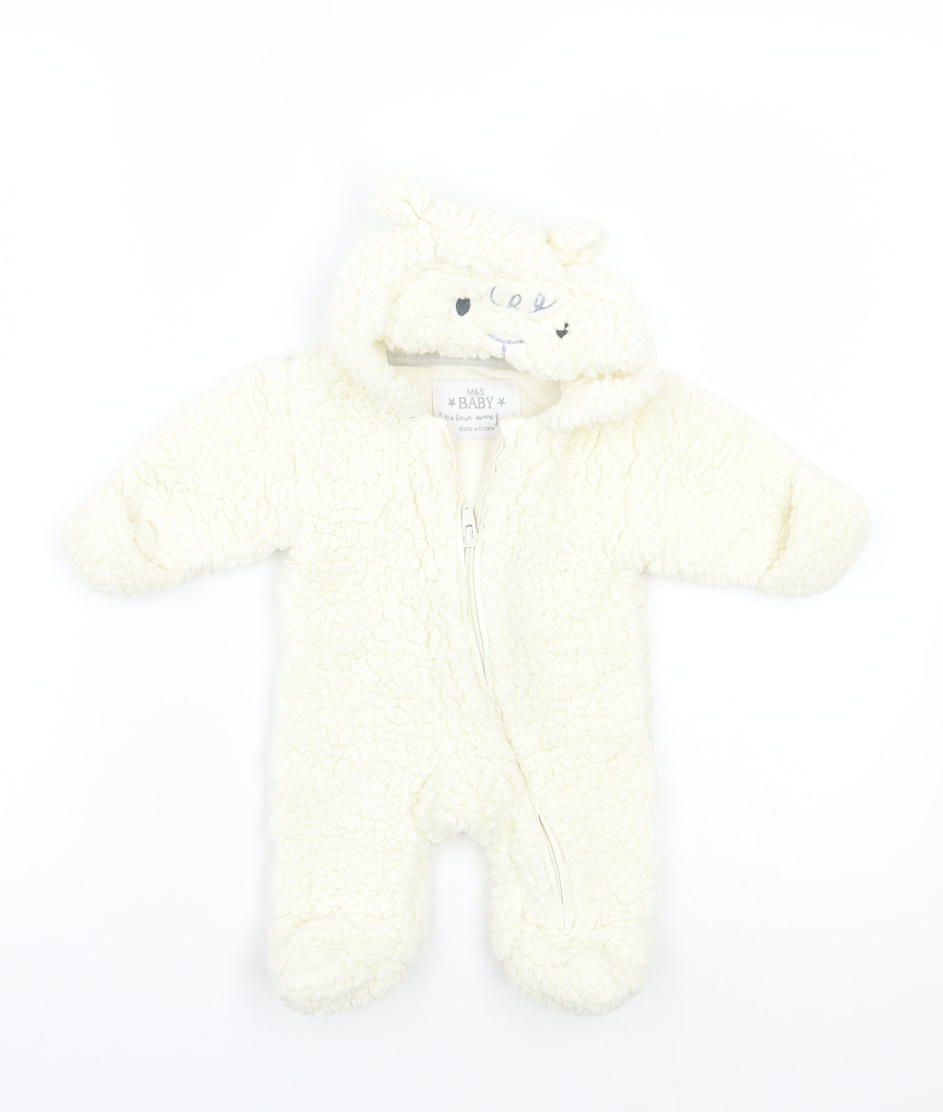 Marks and Spencer Baby White   Babygrow One-Piece Size Newborn