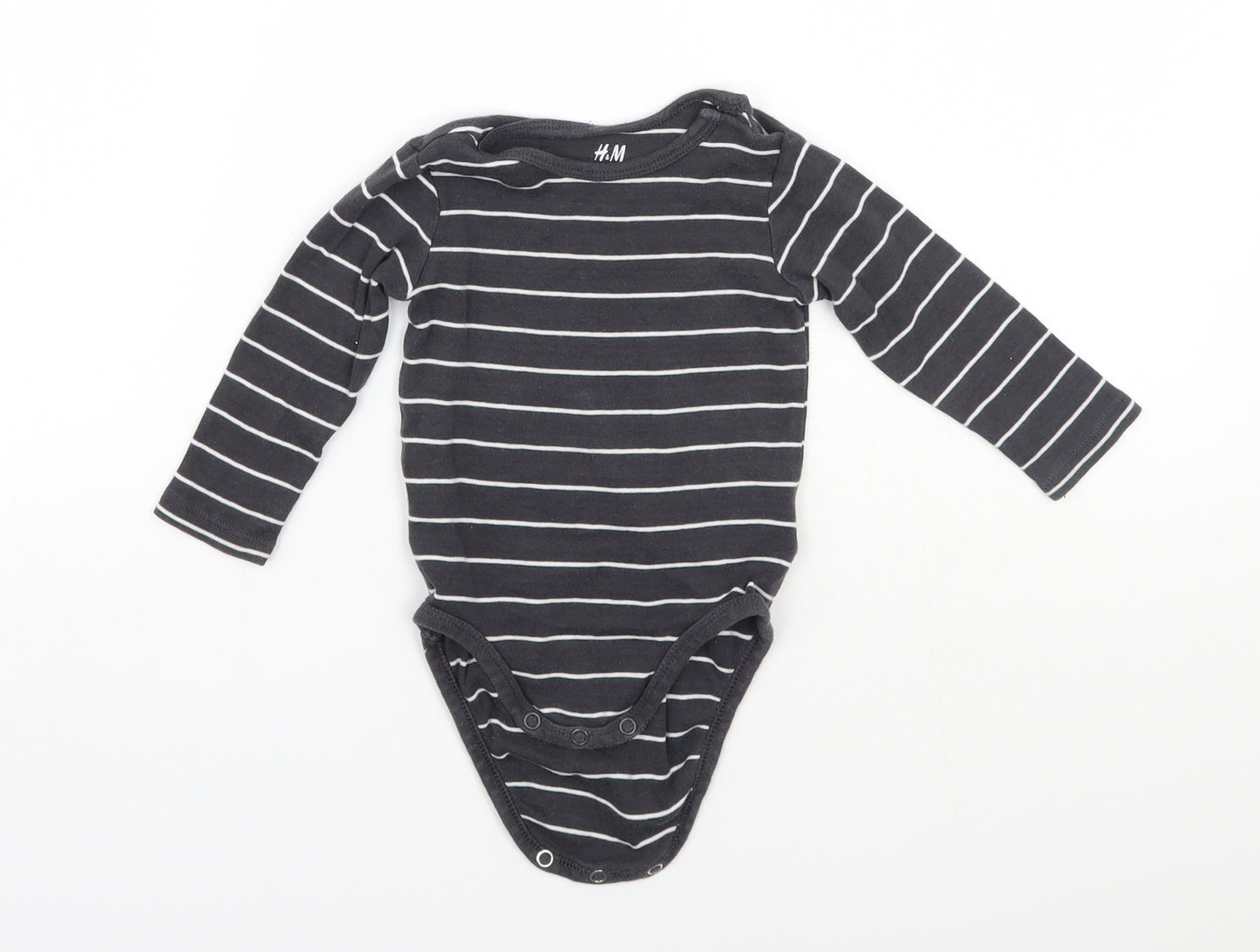 H&M Baby Grey Striped  Babygrow One-Piece Size 6-9 Months