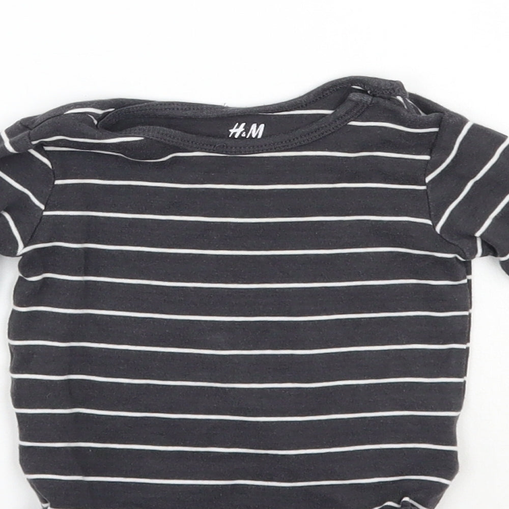 H&M Baby Grey Striped  Babygrow One-Piece Size 6-9 Months