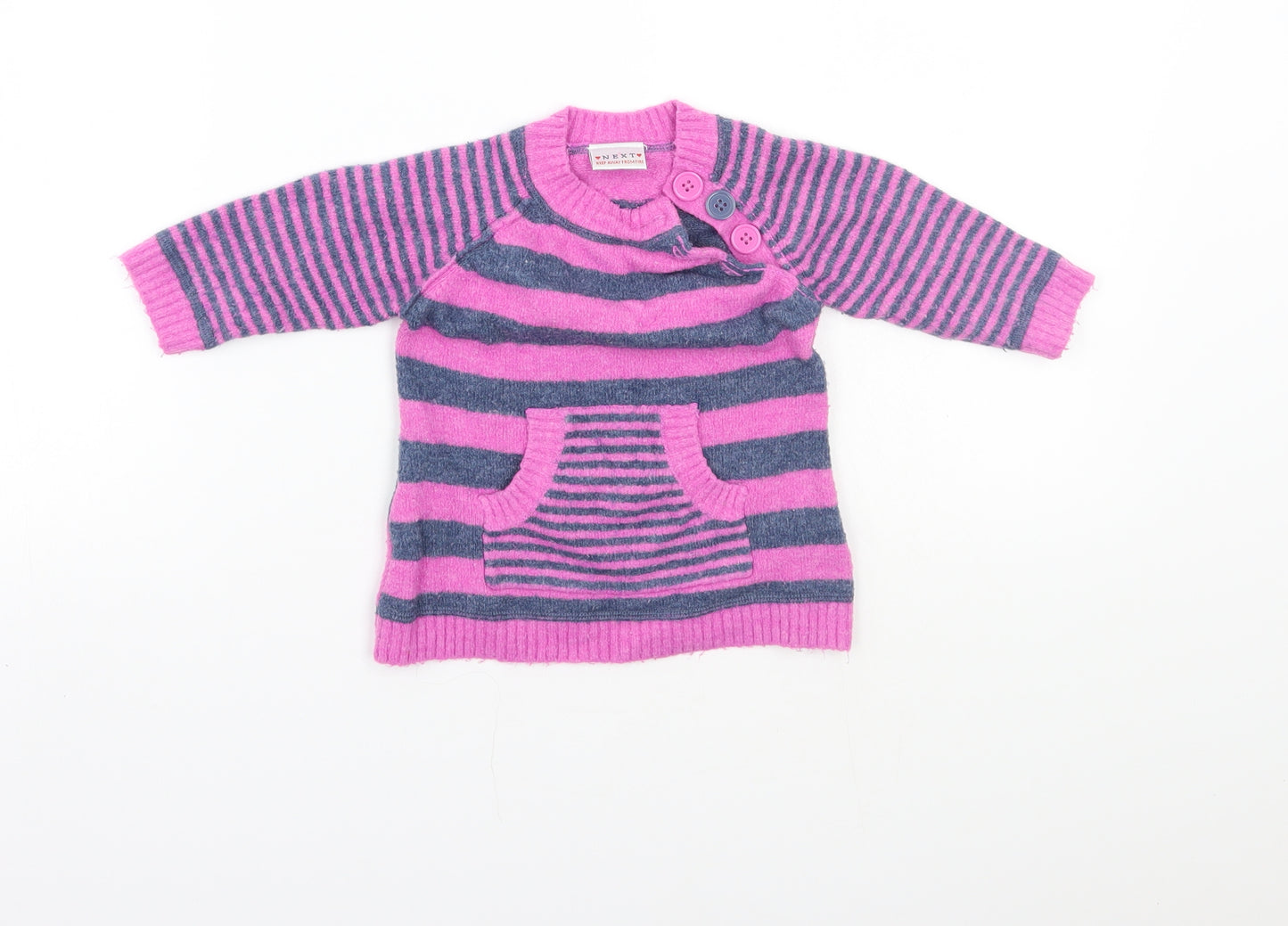 NEXT Girls Pink Striped  Pullover Jumper Size 3-6 Months