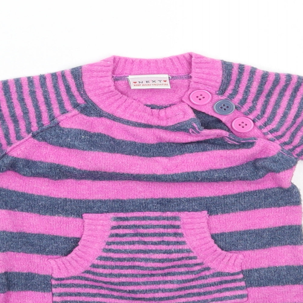NEXT Girls Pink Striped  Pullover Jumper Size 3-6 Months