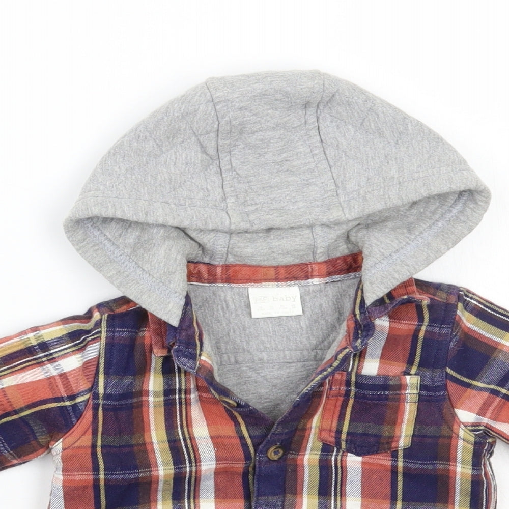 F&F Boys Blue Check  Basic Button-Up Size 3-6 Months