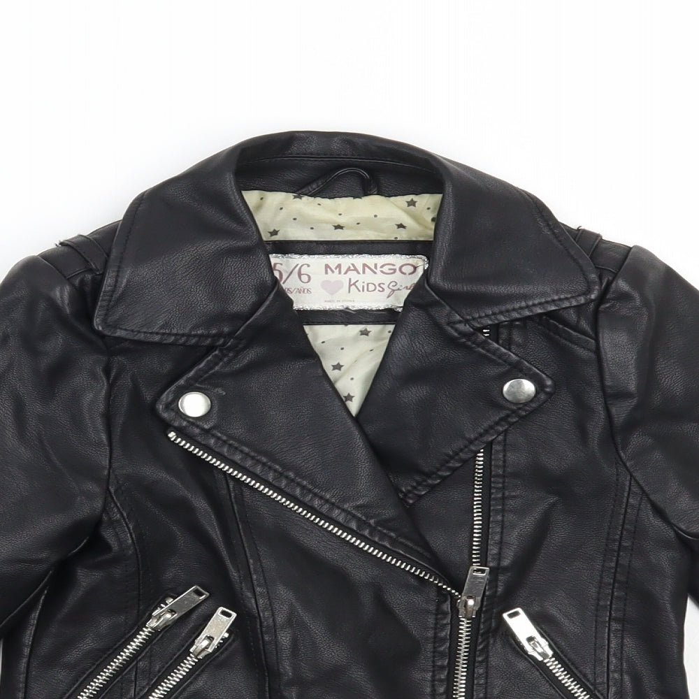 Mango Girls Black   Jacket Coat Size 5-6 Years