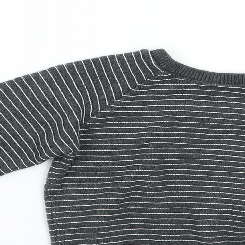 TU Boys Grey Striped  Pullover Jumper Size 6-9 Months