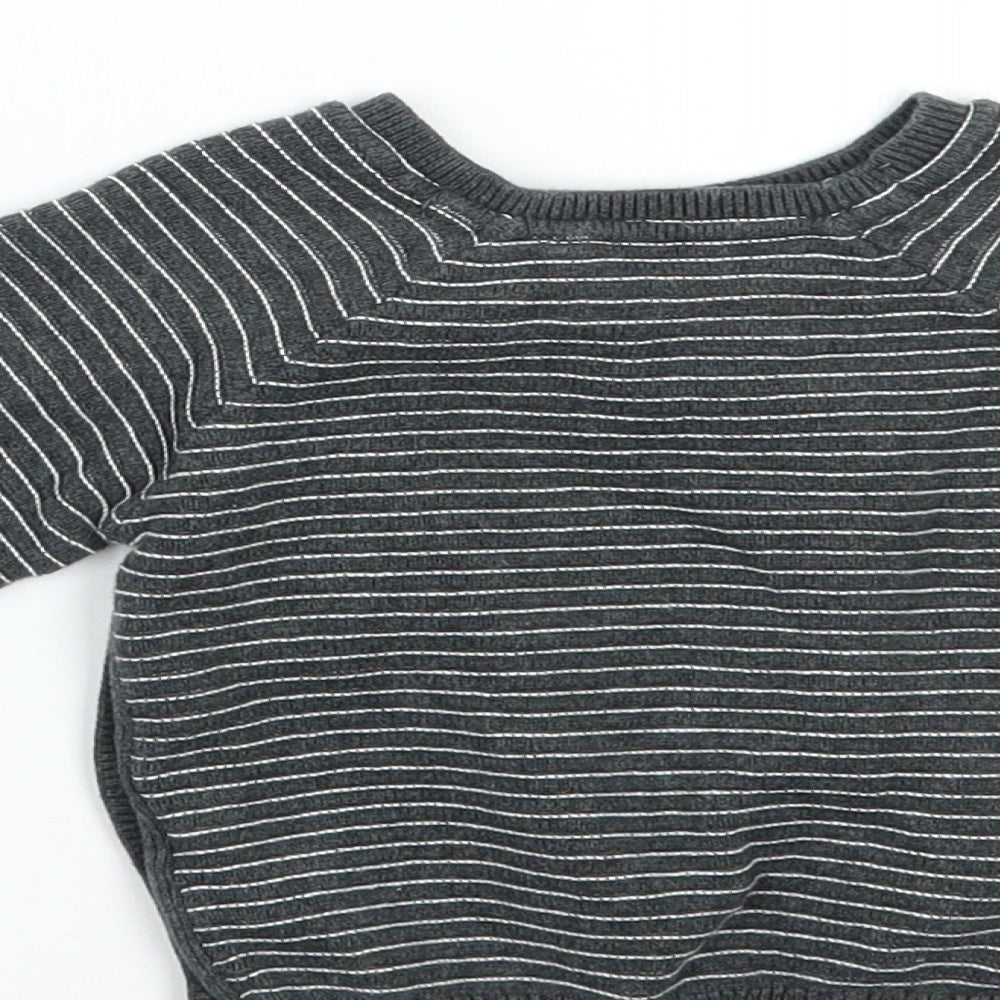 TU Boys Grey Striped  Pullover Jumper Size 6-9 Months