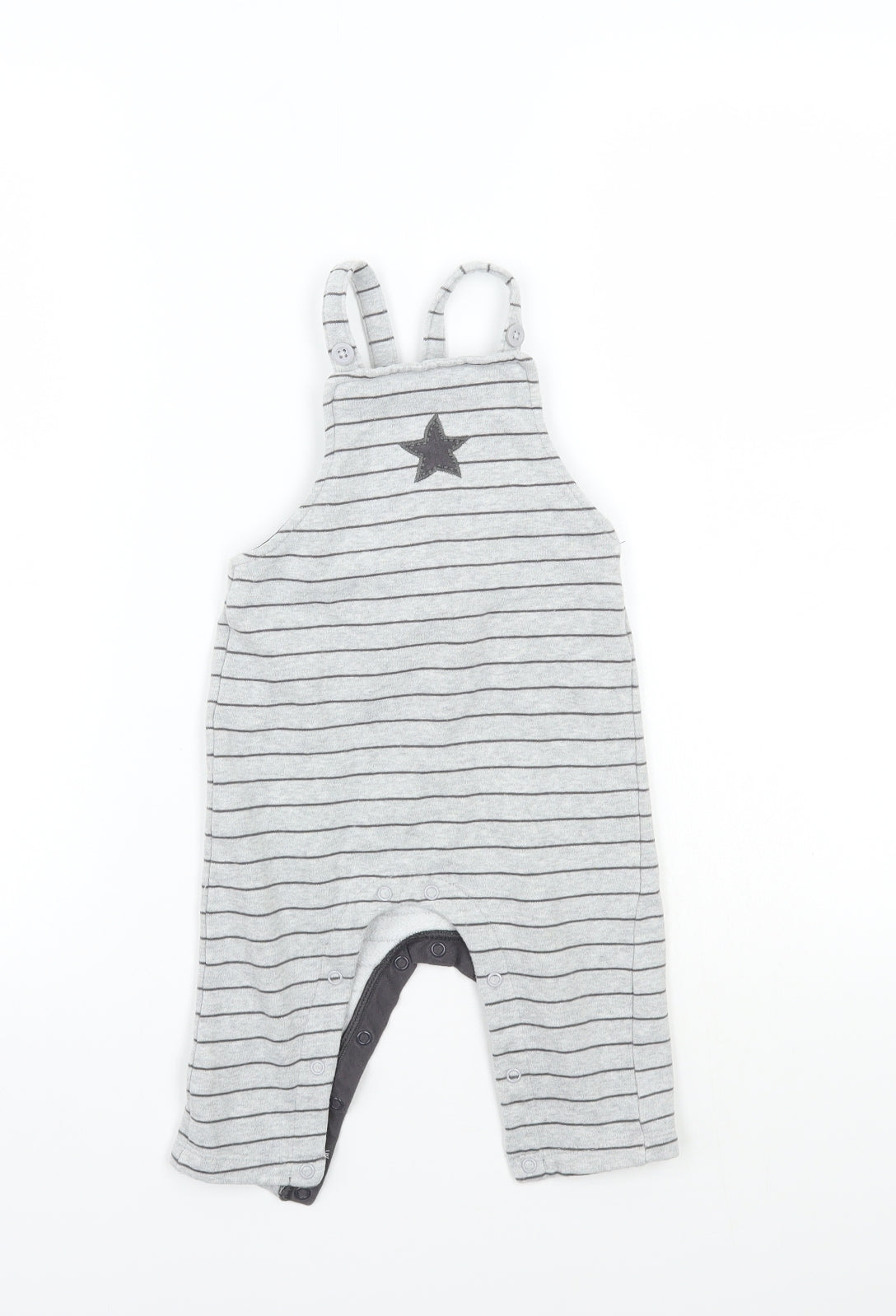 Marks and Spencer Baby Grey Striped  Dungaree One-Piece Size 9-12 Months