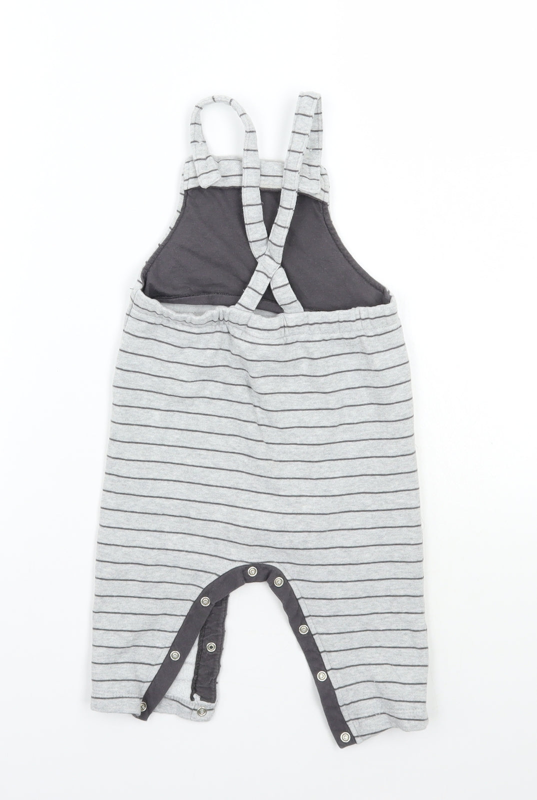 Marks and Spencer Baby Grey Striped  Dungaree One-Piece Size 9-12 Months