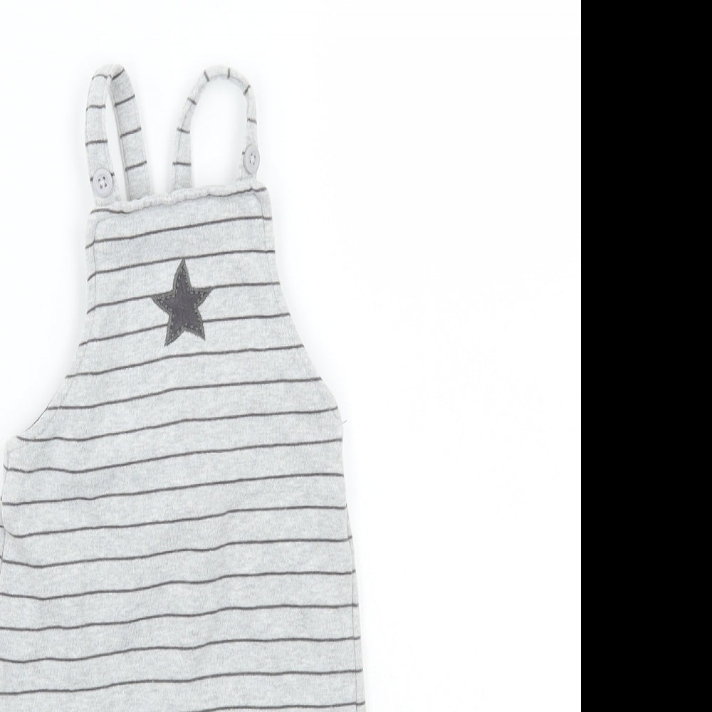 Marks and Spencer Baby Grey Striped  Dungaree One-Piece Size 9-12 Months