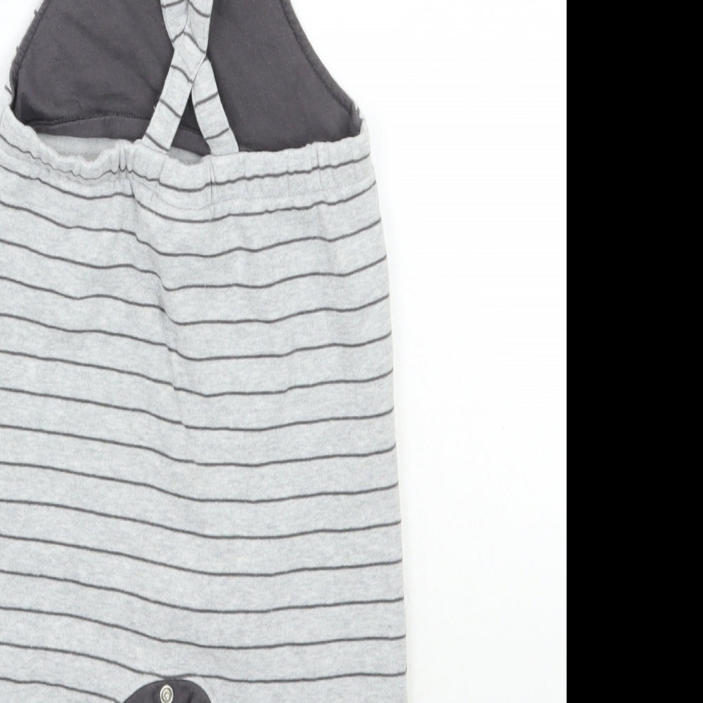 Marks and Spencer Baby Grey Striped  Dungaree One-Piece Size 9-12 Months