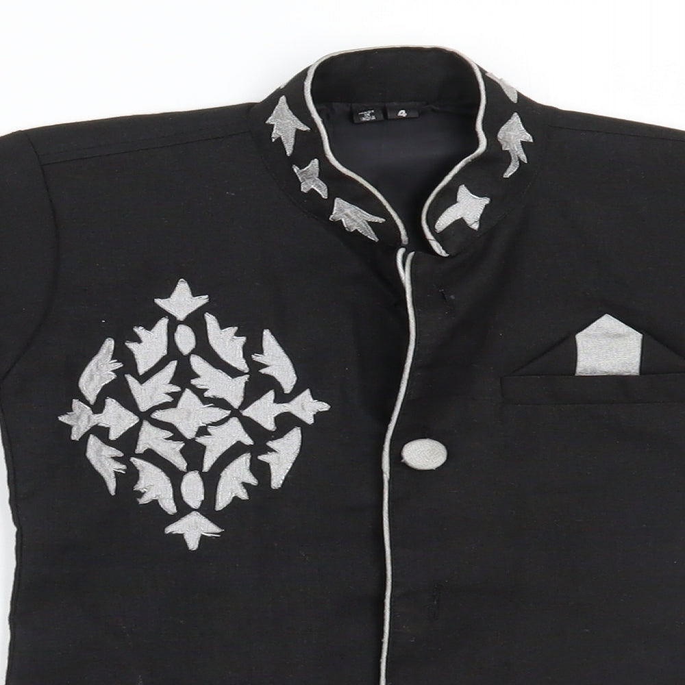 Preworn Boys Black  Rayon Basic Button-Up Size 4 Years