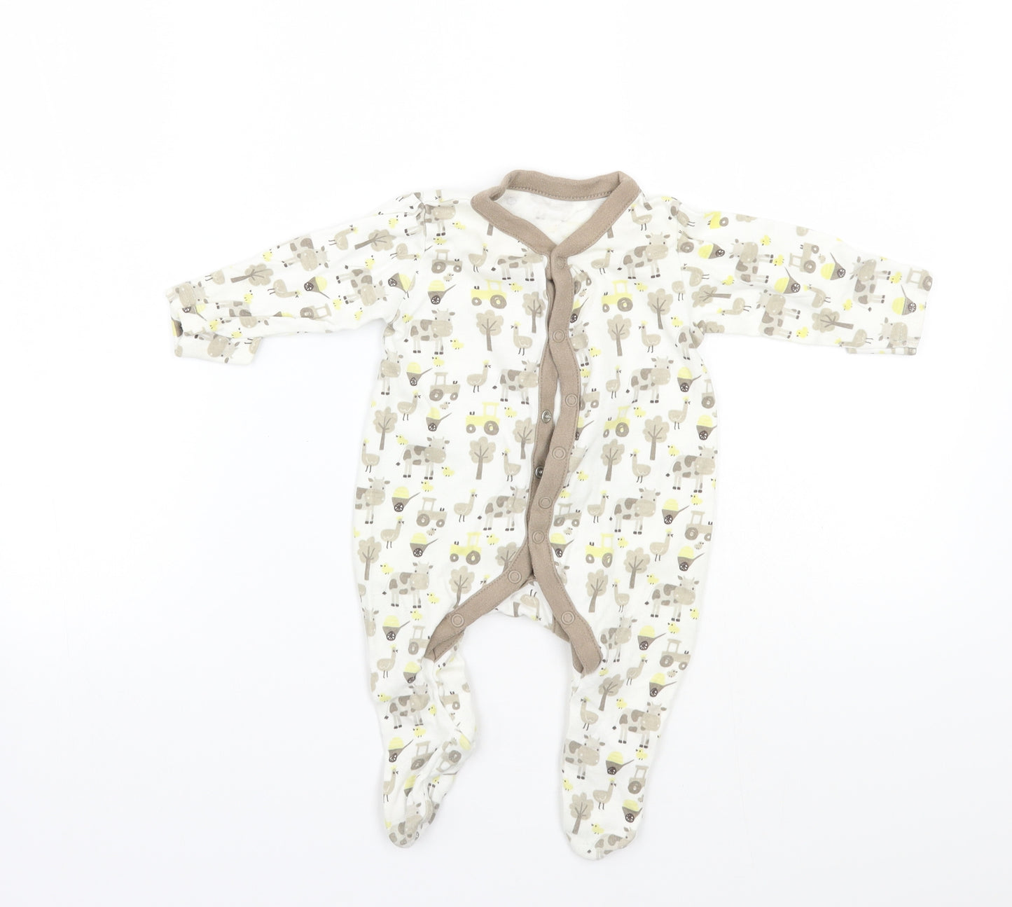 Mothercare Baby White   Babygrow One-Piece Size 0-3 Months