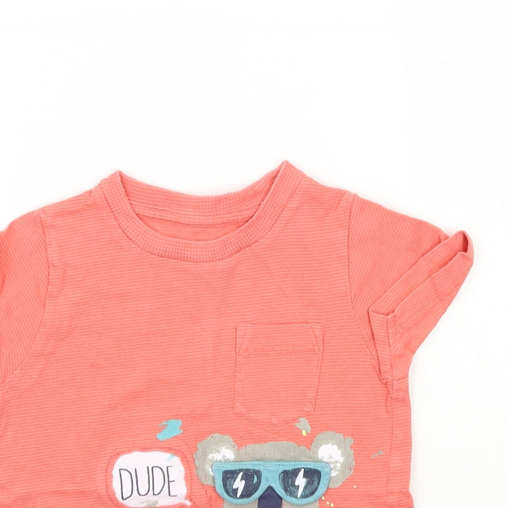 Marks and Spencer Boys Orange Striped  Basic T-Shirt Size 2-3 Years