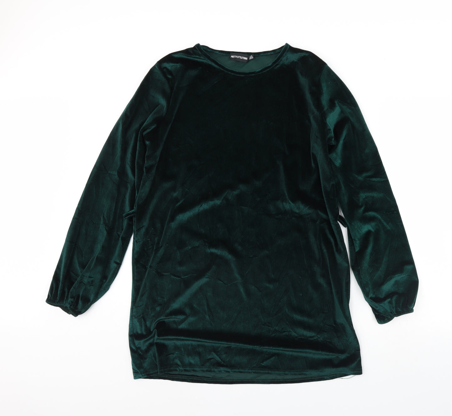 pretty little Thing Womens Green  Velour Mini  Size 12