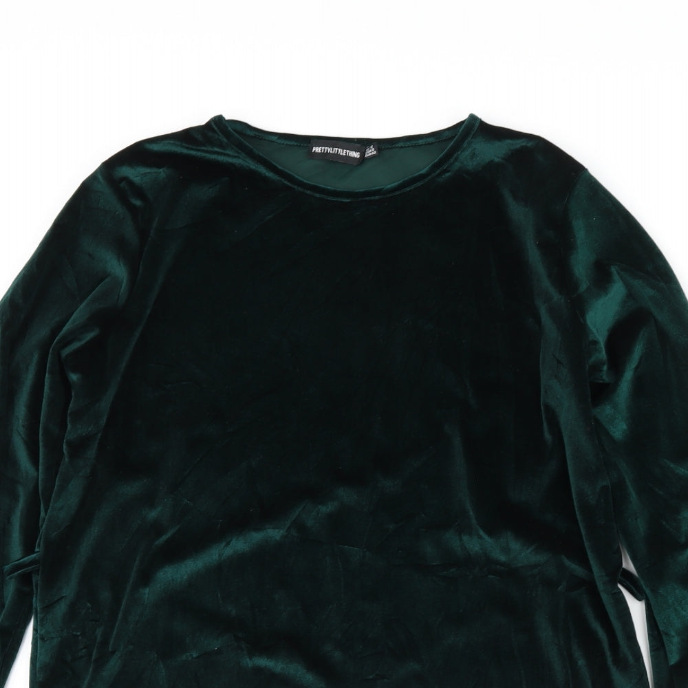 pretty little Thing Womens Green  Velour Mini  Size 12