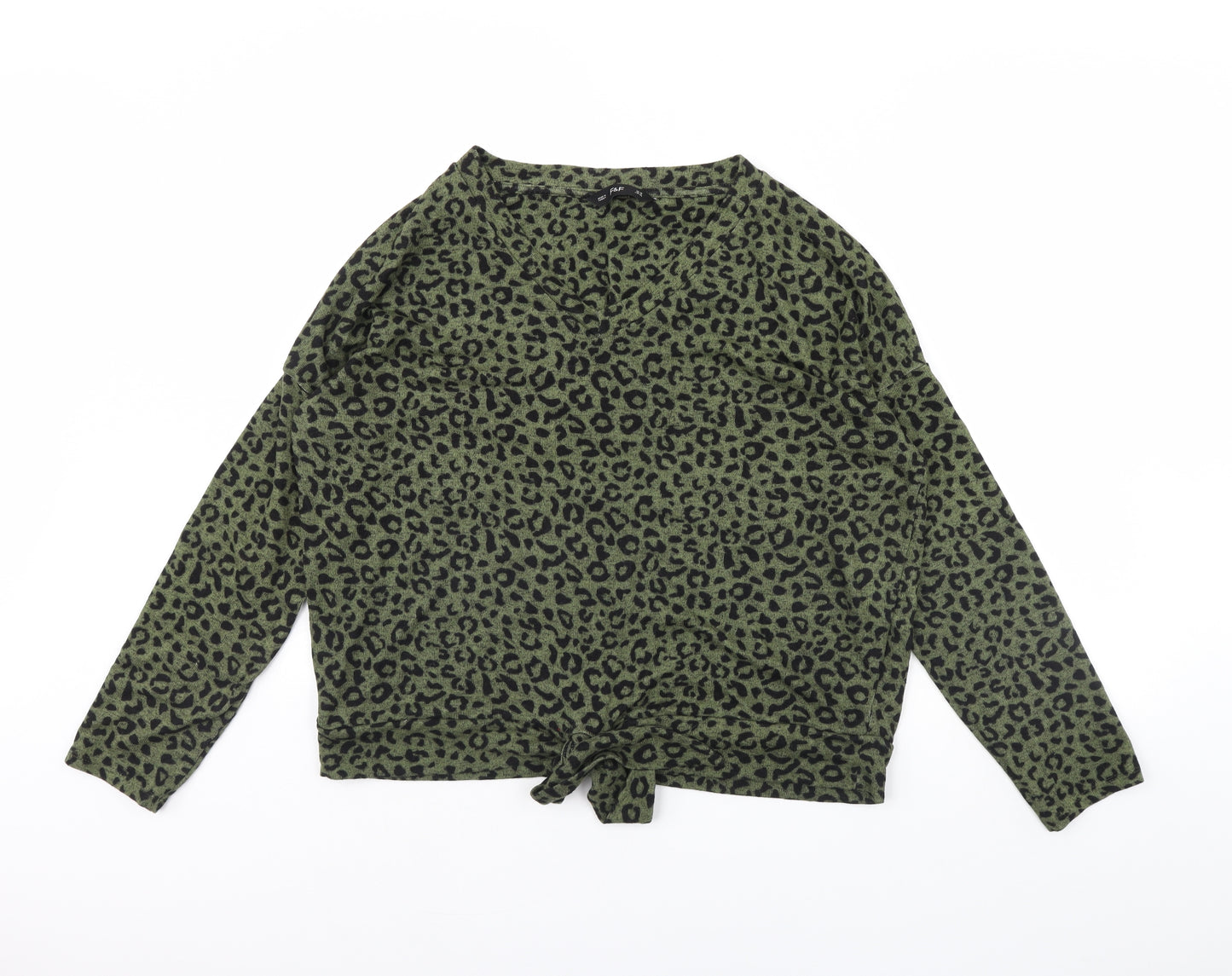 F&F Womens Green Animal Print  Pullover Jumper Size 16
