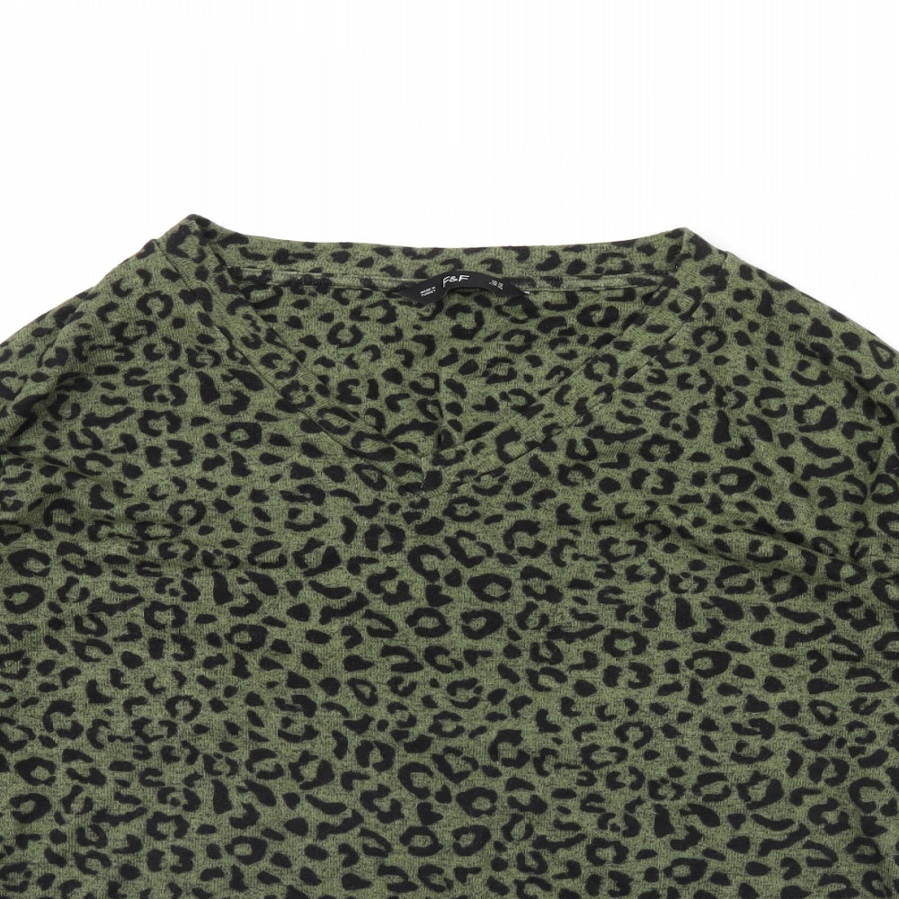 F&F Womens Green Animal Print  Pullover Jumper Size 16