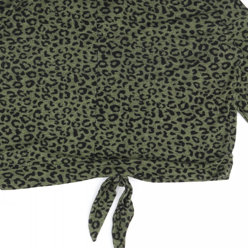 F&F Womens Green Animal Print  Pullover Jumper Size 16