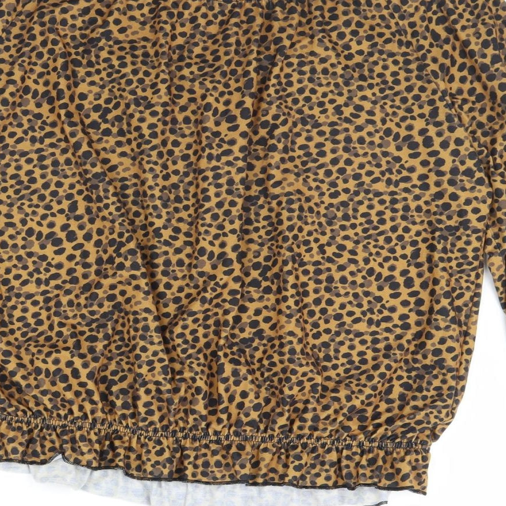 Peacocks Womens Brown Animal Print  Basic Blouse Size 16