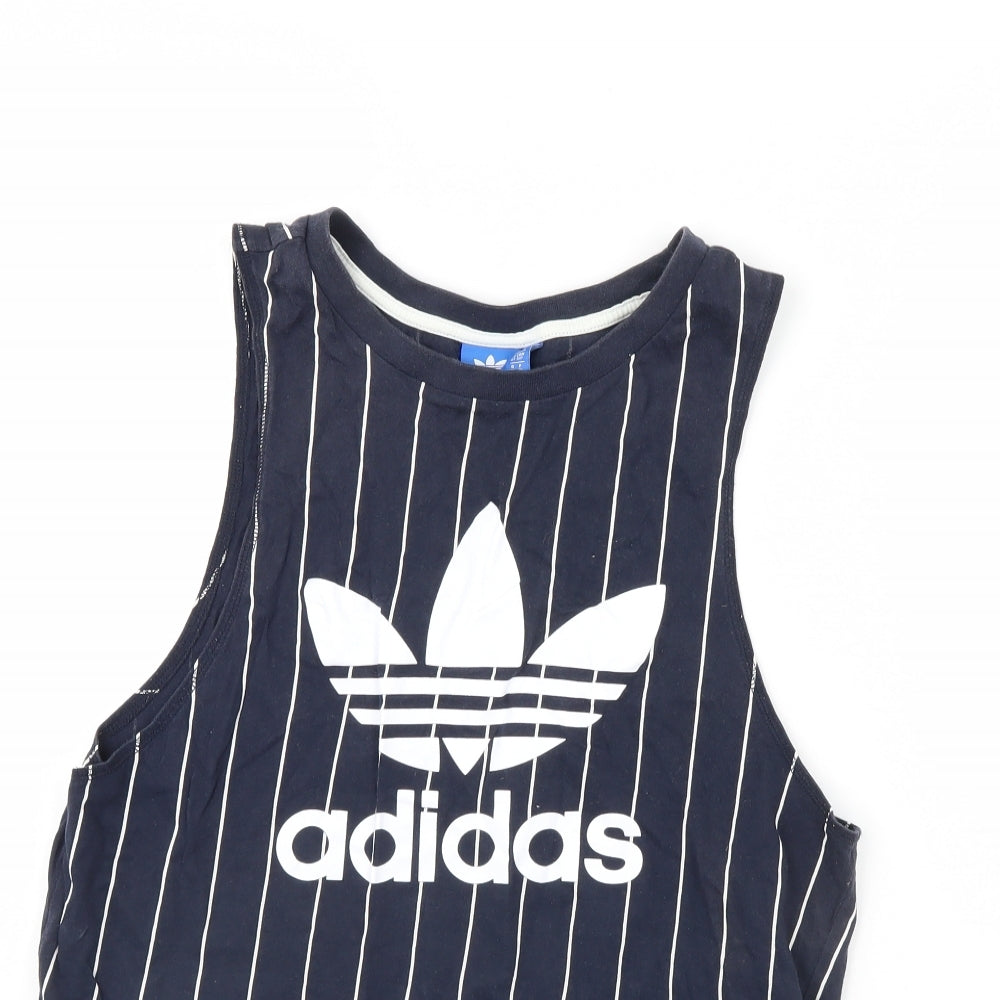 adidas Womens Blue Striped  Basic Tank Size 10