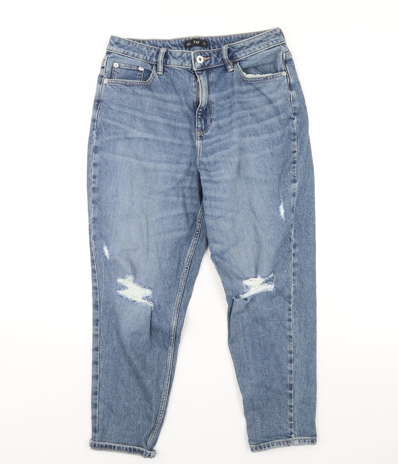 F&F Womens Blue  Denim Straight Jeans Size 10 L29 in