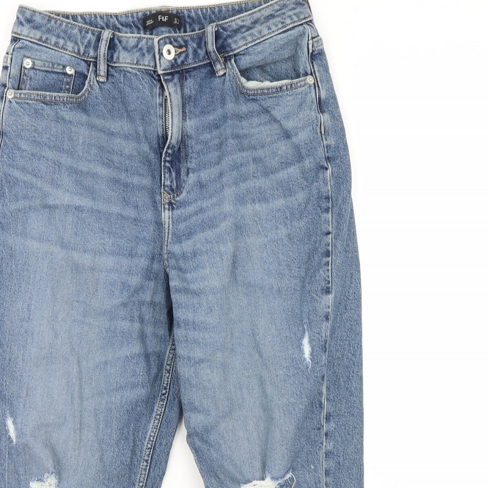 F&F Womens Blue  Denim Straight Jeans Size 10 L29 in