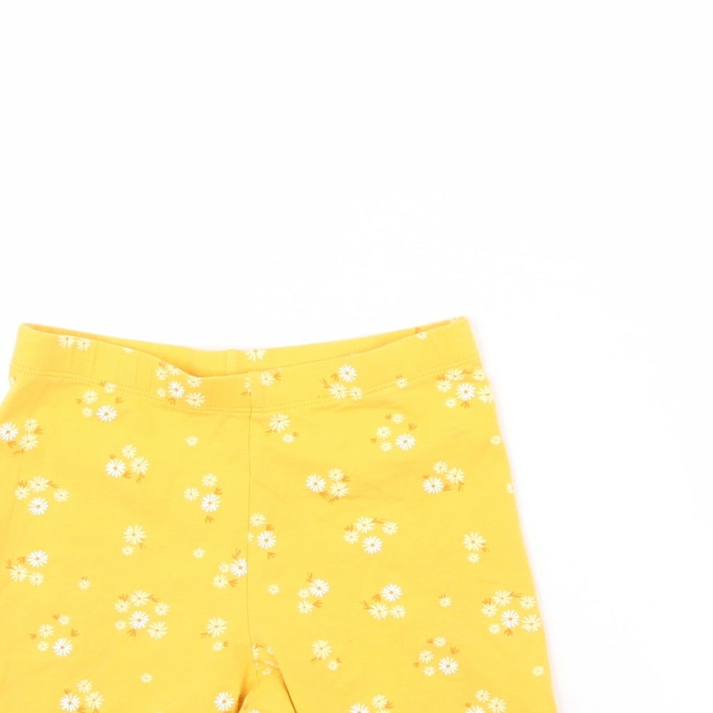 George Girls Yellow Floral  Compression Shorts Size 10 Years