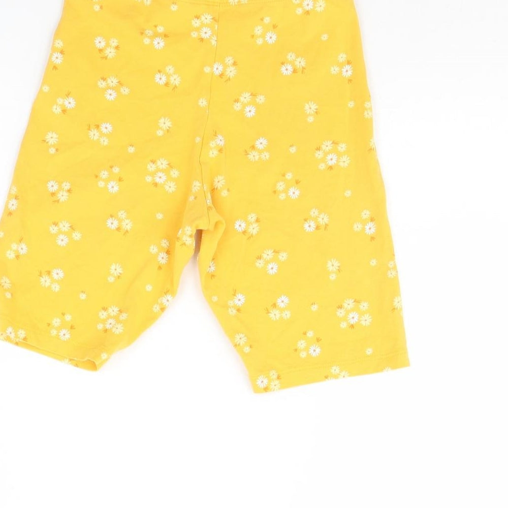 George Girls Yellow Floral  Compression Shorts Size 10 Years