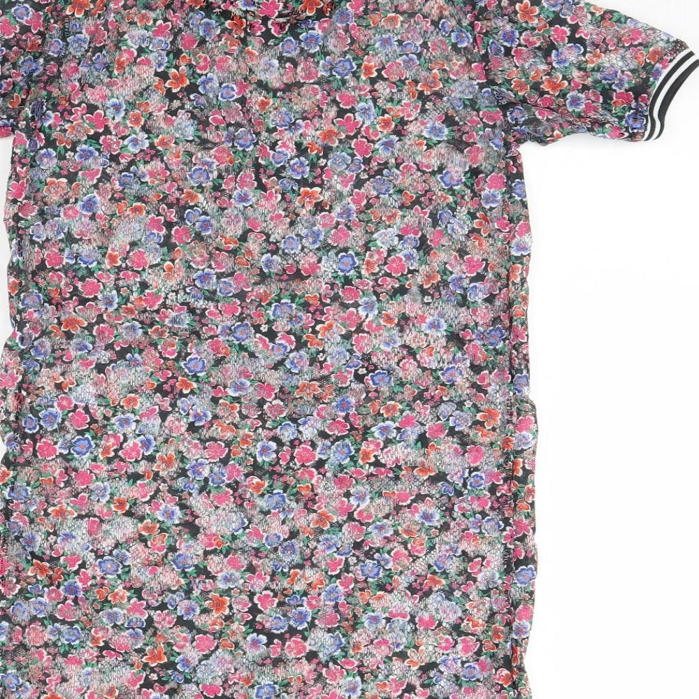 River Island Girls Black Floral  T-Shirt Dress  Size 7 Years