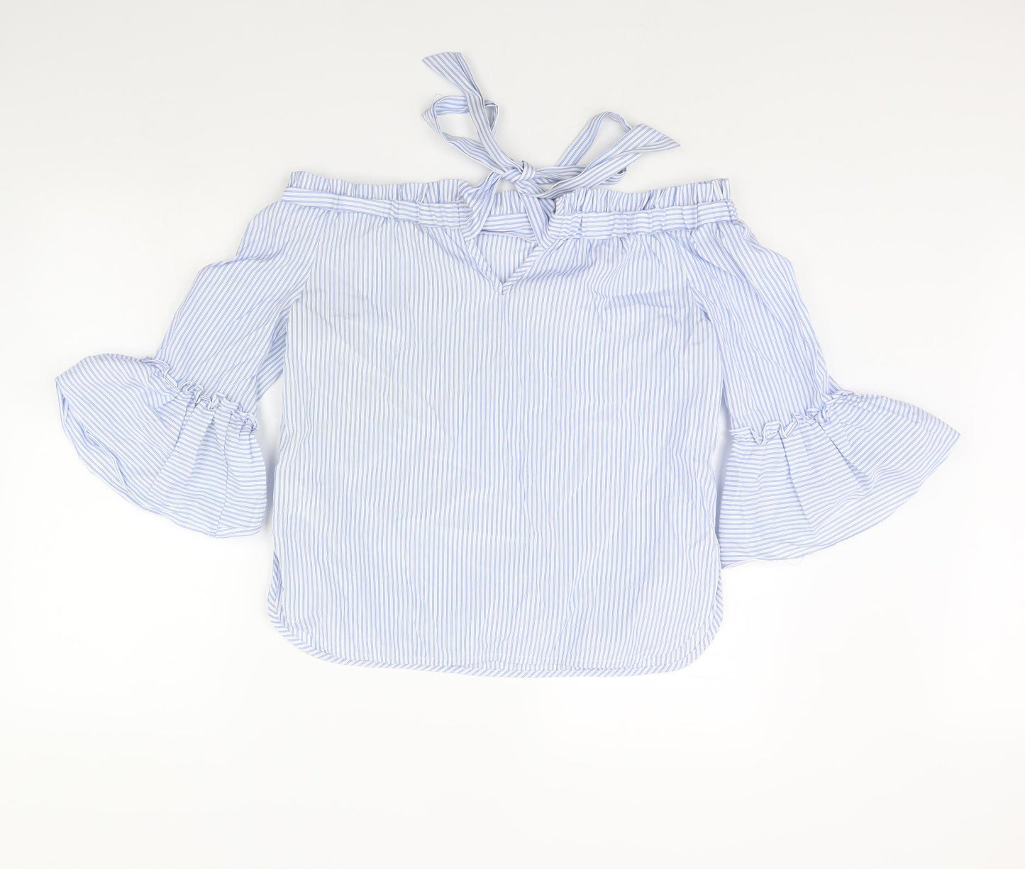 Papaya Womens Blue Striped  Basic Blouse Size 10