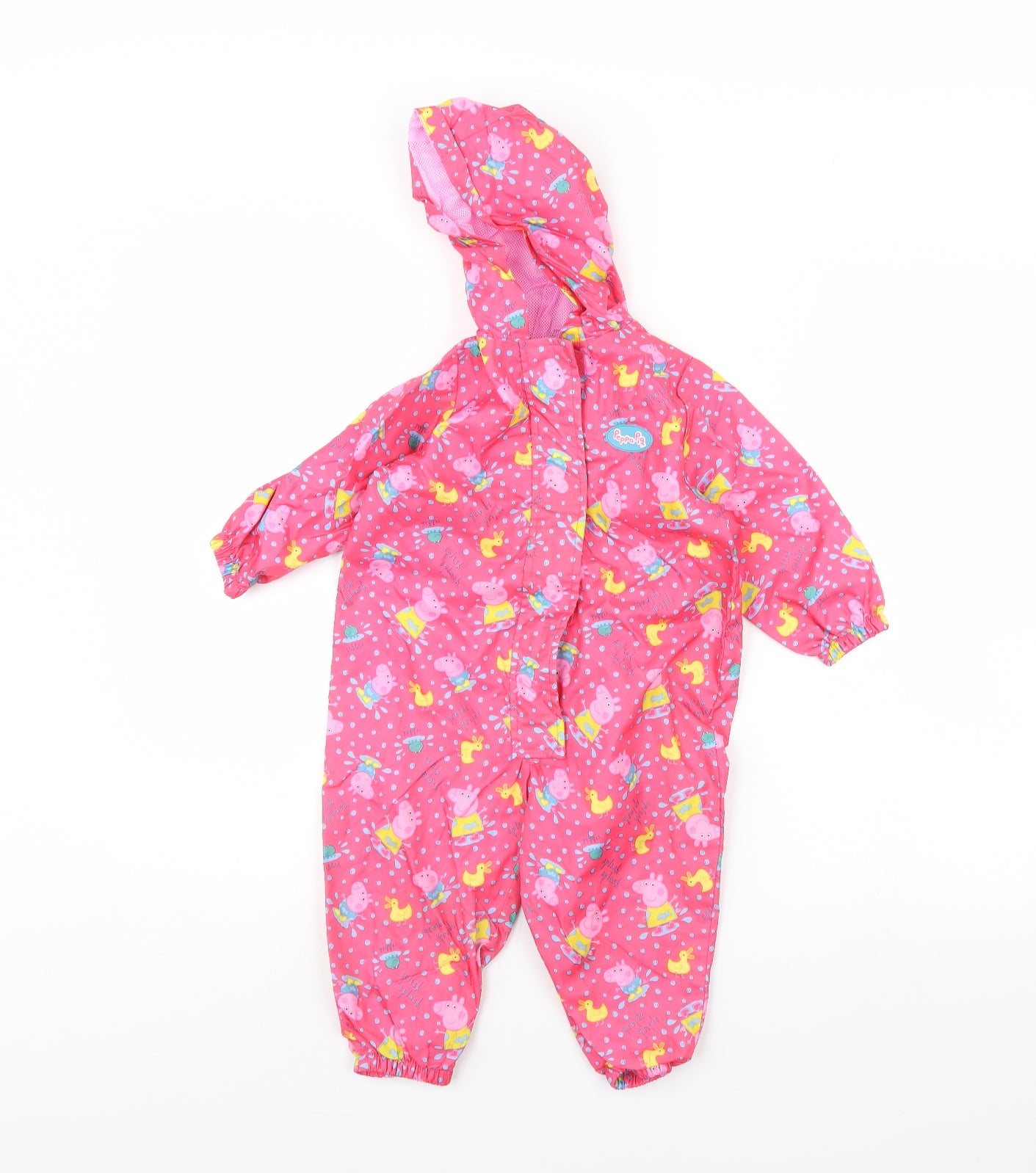 Nutmeg Girls Pink Spotted  Coverall One-Piece Size 12 Months  - Peppa Pig