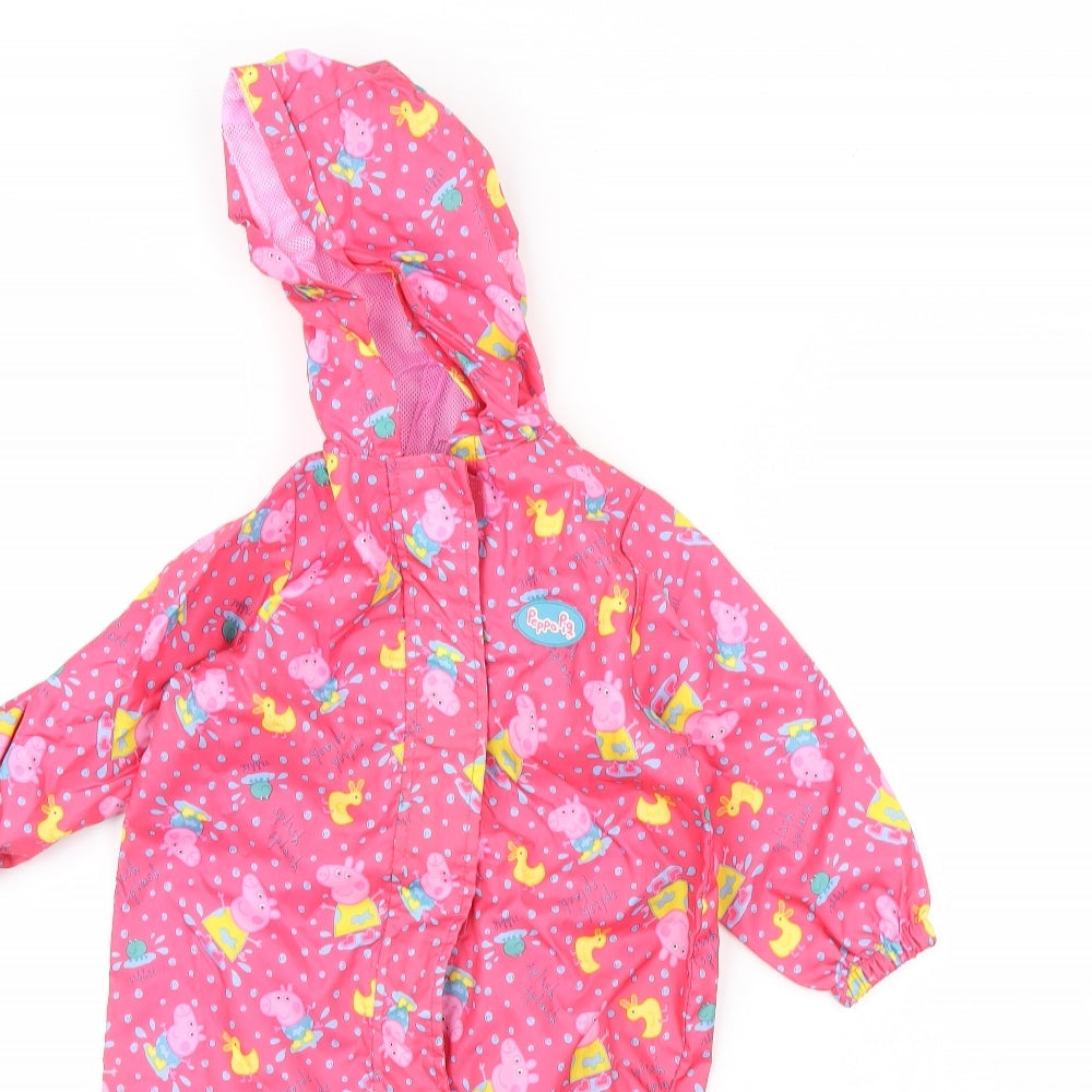 Nutmeg Girls Pink Spotted  Coverall One-Piece Size 12 Months  - Peppa Pig