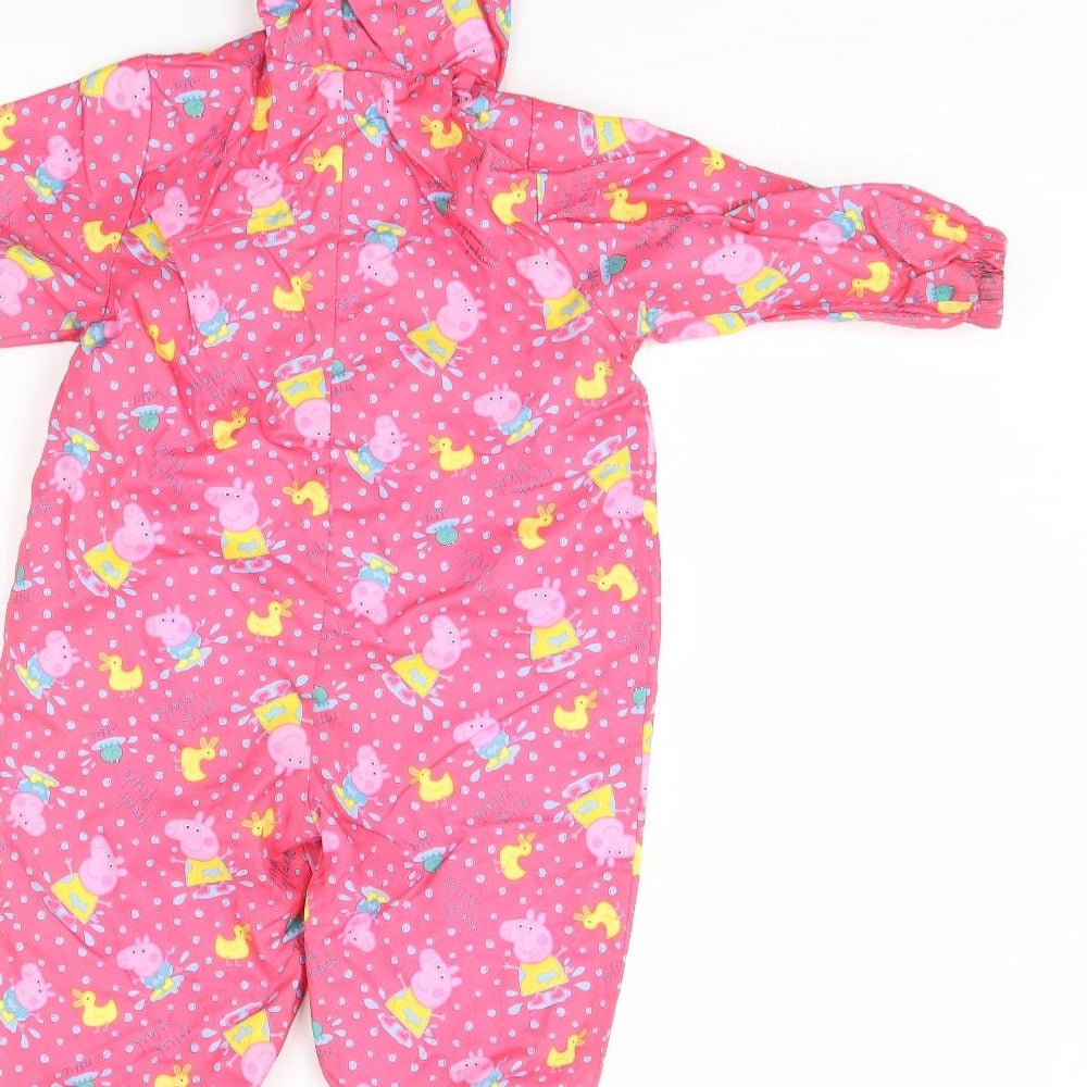 Nutmeg Girls Pink Spotted  Coverall One-Piece Size 12 Months  - Peppa Pig
