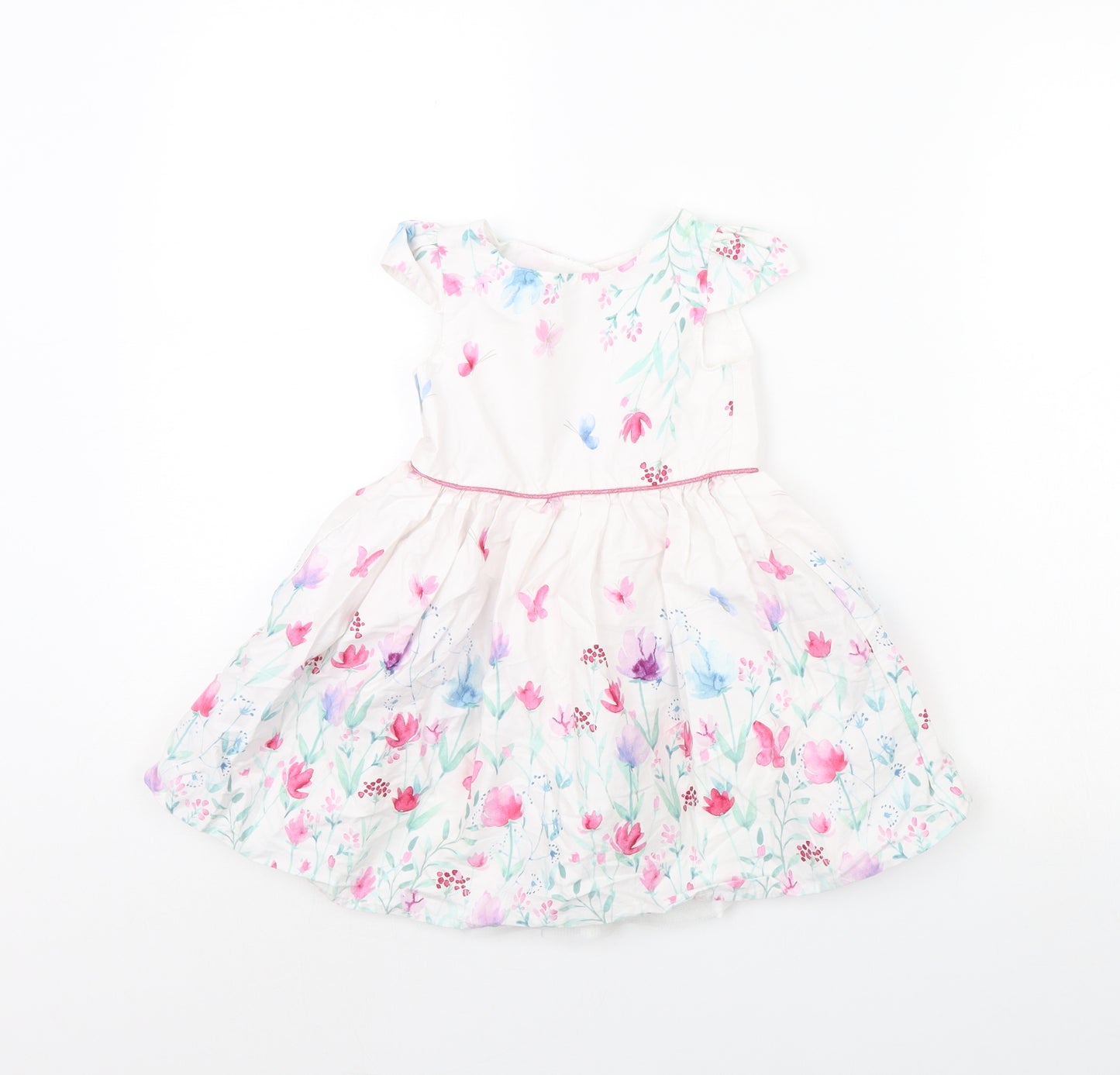 Primark Girls White Floral  Fit & Flare  Size 2 Years