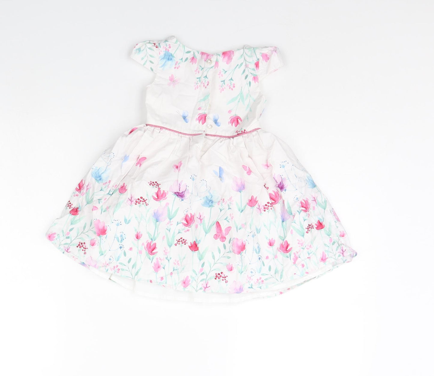 Primark Girls White Floral  Fit & Flare  Size 2 Years