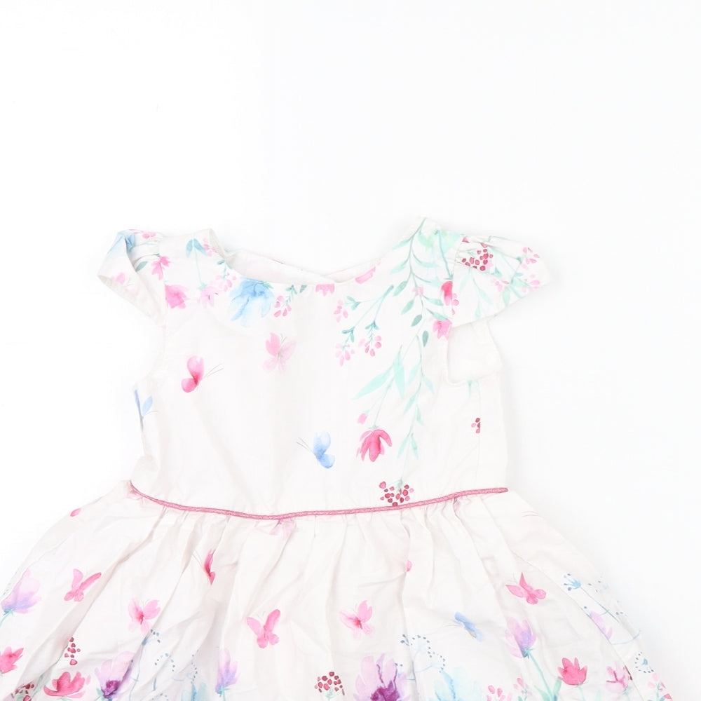 Primark Girls White Floral  Fit & Flare  Size 2 Years
