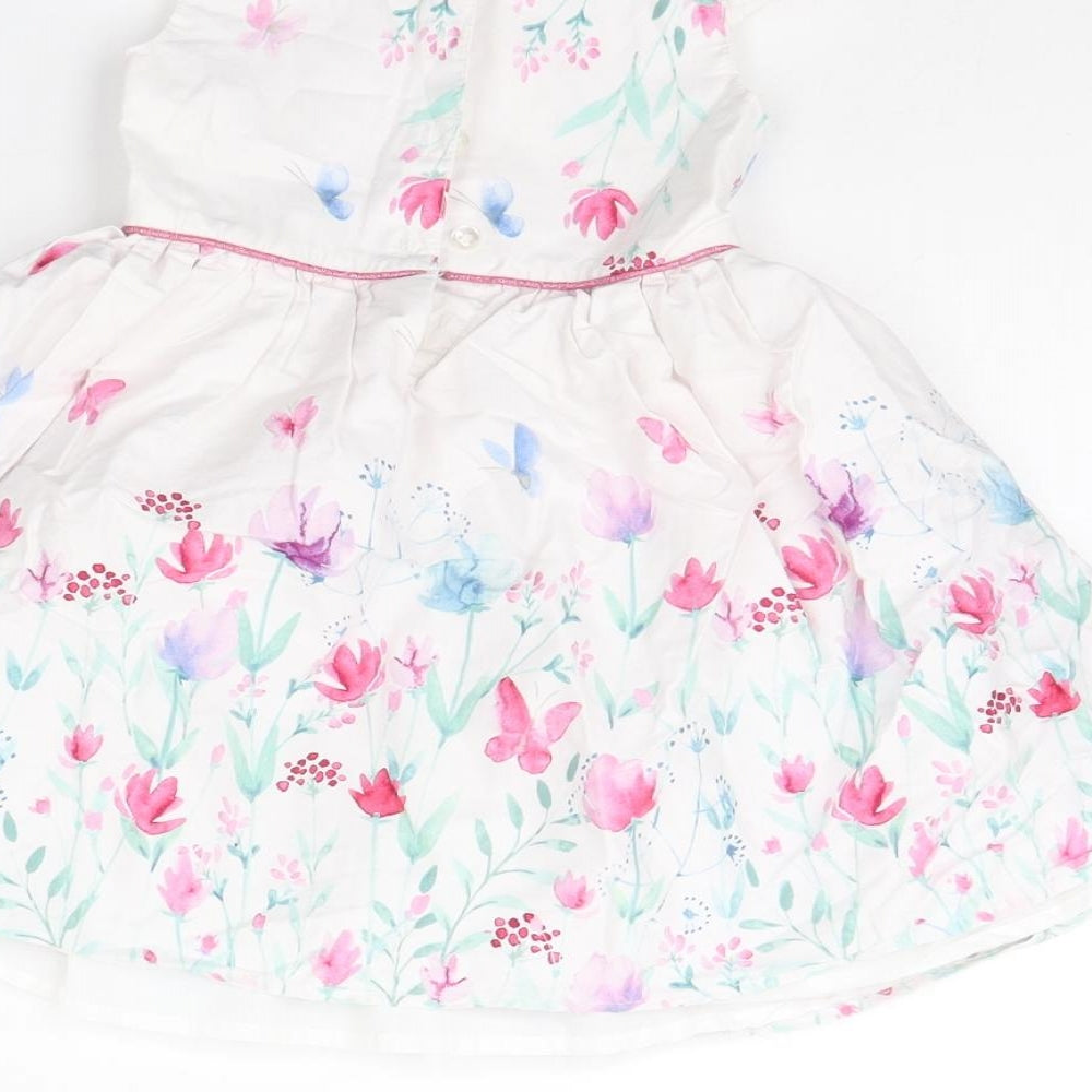 Primark Girls White Floral  Fit & Flare  Size 2 Years