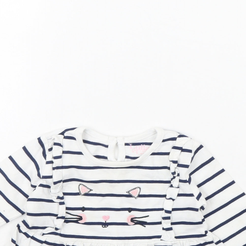 Lullaby Baby White Striped  Basic T-Shirt Size 6-9 Months