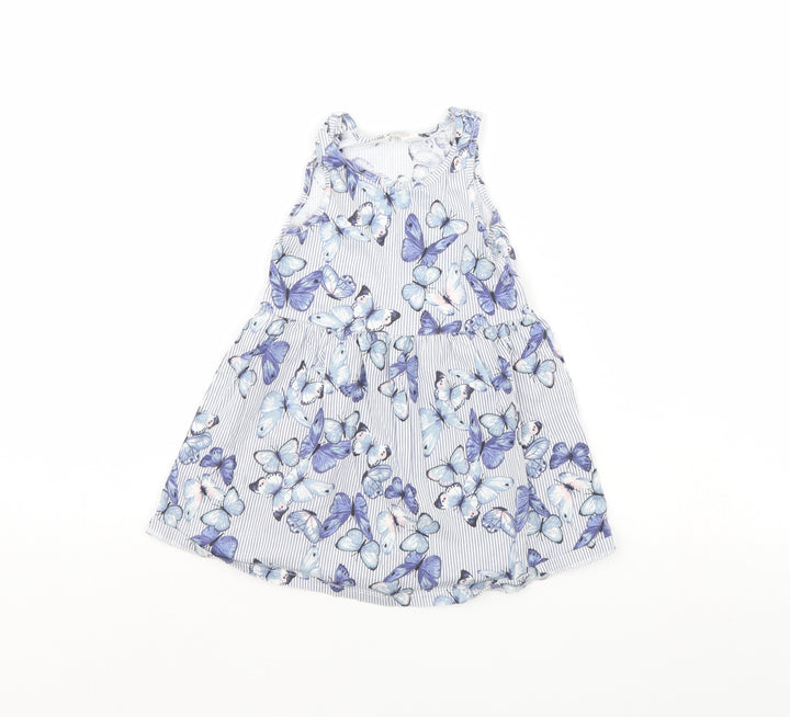 H&M Girls Blue Animal Print Fit & Flare Size 2 Years