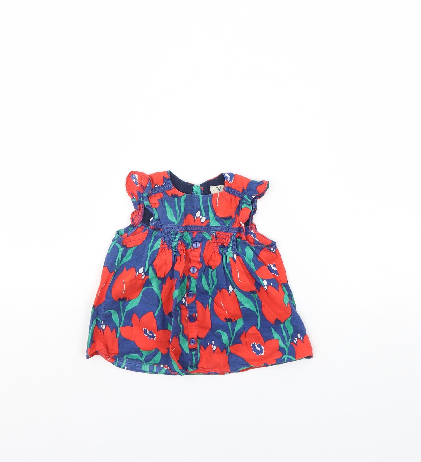 NEXT Girls Blue Floral  Basic T-Shirt Size 9-12 Months