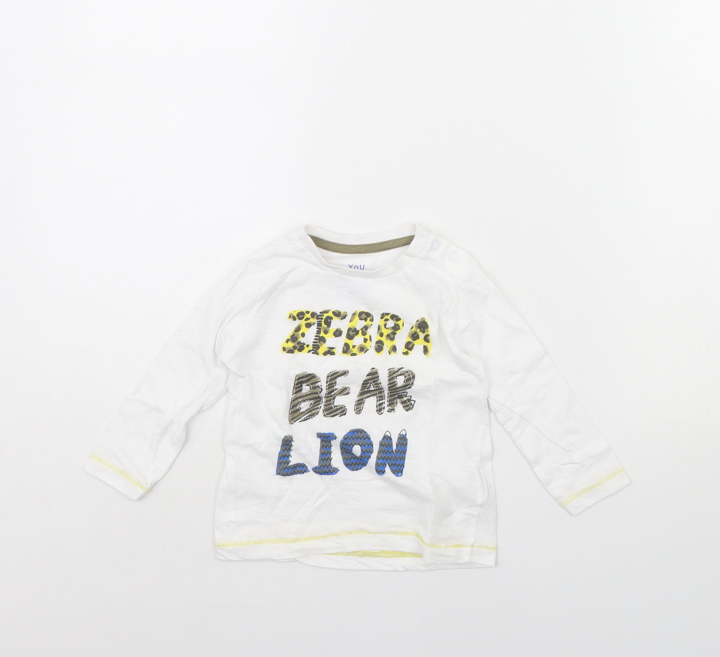 Mothercare Girls White   Basic T-Shirt Size 9-12 Months  - Animal