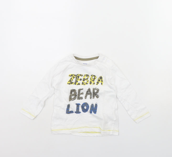 Mothercare Girls White   Basic T-Shirt Size 9-12 Months  - Animal