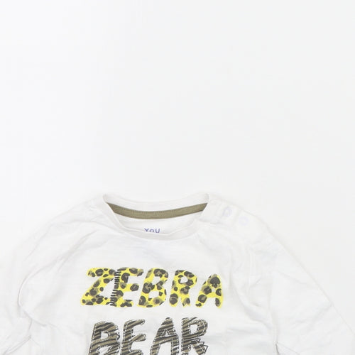 Mothercare Girls White   Basic T-Shirt Size 9-12 Months  - Animal