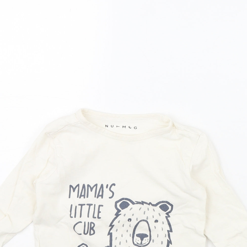 Nutmeg Girls White   Basic T-Shirt Size 2 Years  - BEAR