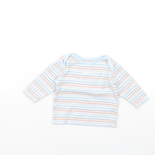 m&s Boys Blue Striped  Basic T-Shirt Size 0-3 Months