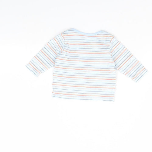 m&s Boys Blue Striped  Basic T-Shirt Size 0-3 Months