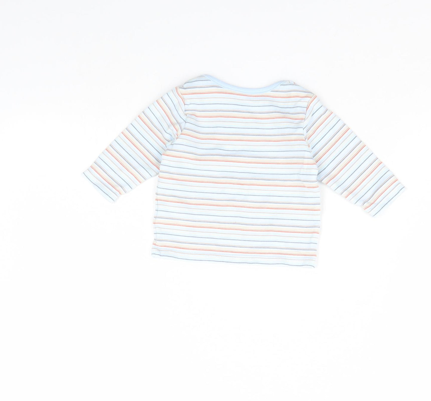 m&s Boys Blue Striped  Basic T-Shirt Size 0-3 Months