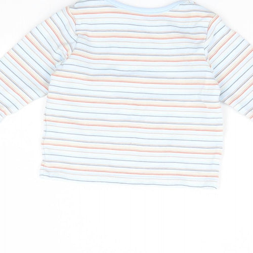 m&s Boys Blue Striped  Basic T-Shirt Size 0-3 Months