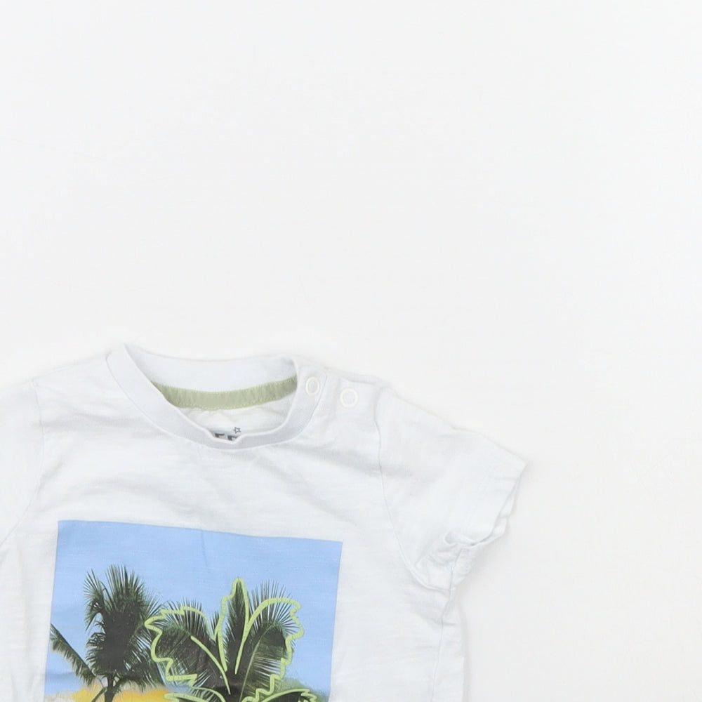 Fred & flo Baby White   Basic T-Shirt Size 3-6 Months  - beach days