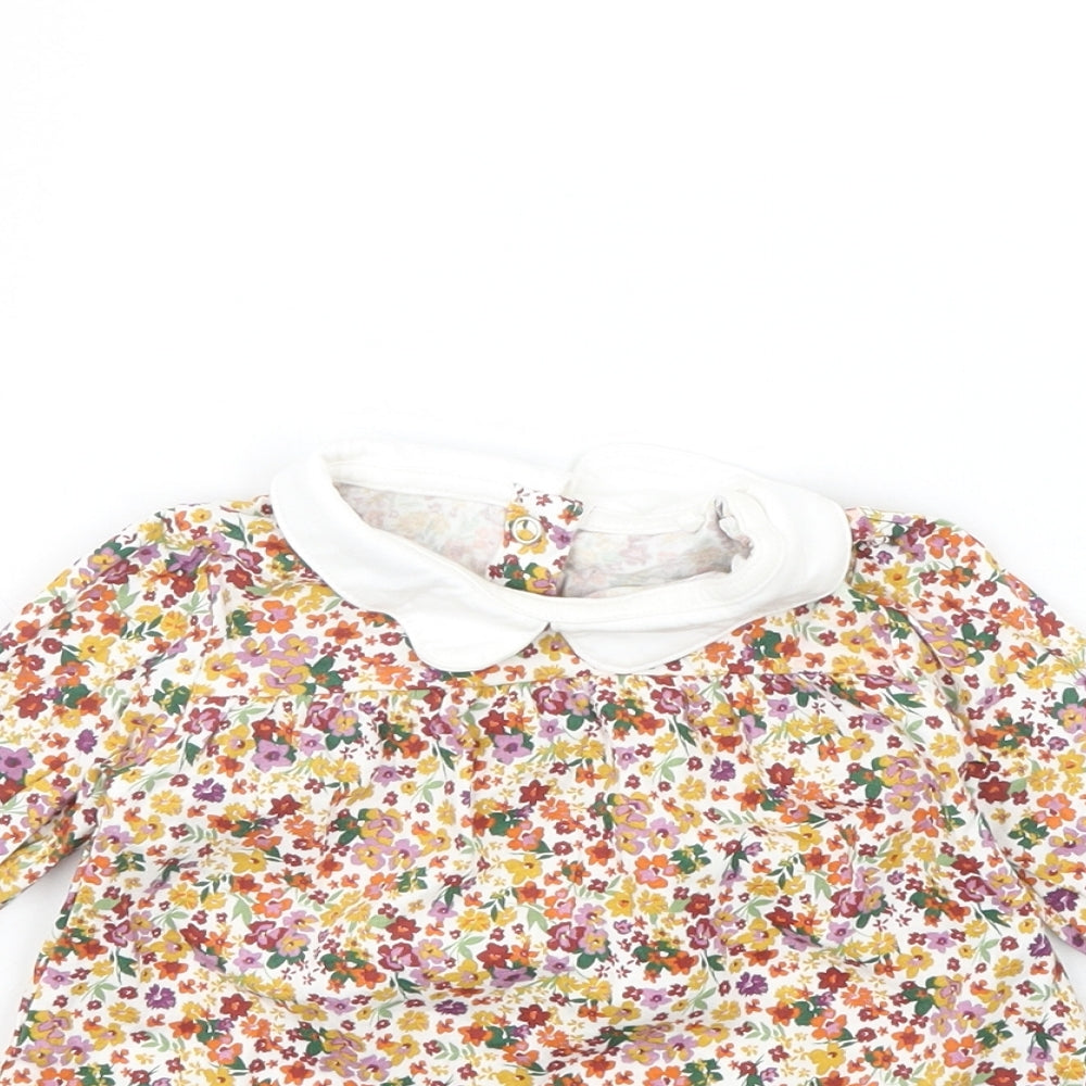 TU Girls White Floral  Basic Blouse Size 9-12 Months